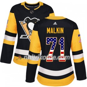 Pittsburgh Penguins Trikot Evgeni Malkin 71 Adidas 2017-2018 Schwarz USA Flag Fashion Authentic - Dame